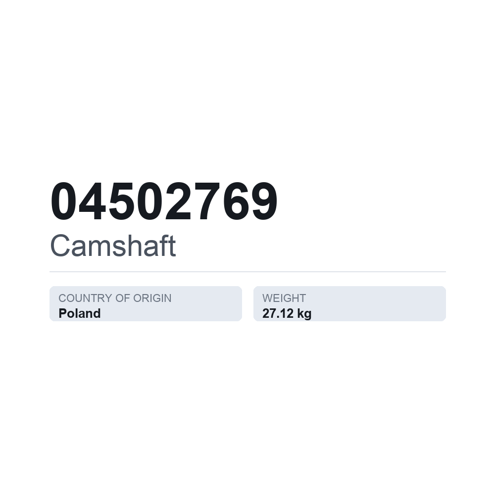 Kamaxel 04502769 — tekniskt datablad