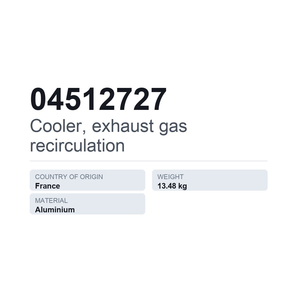 EGR-jäähdytin 04512727 — tekninen tietokortti
