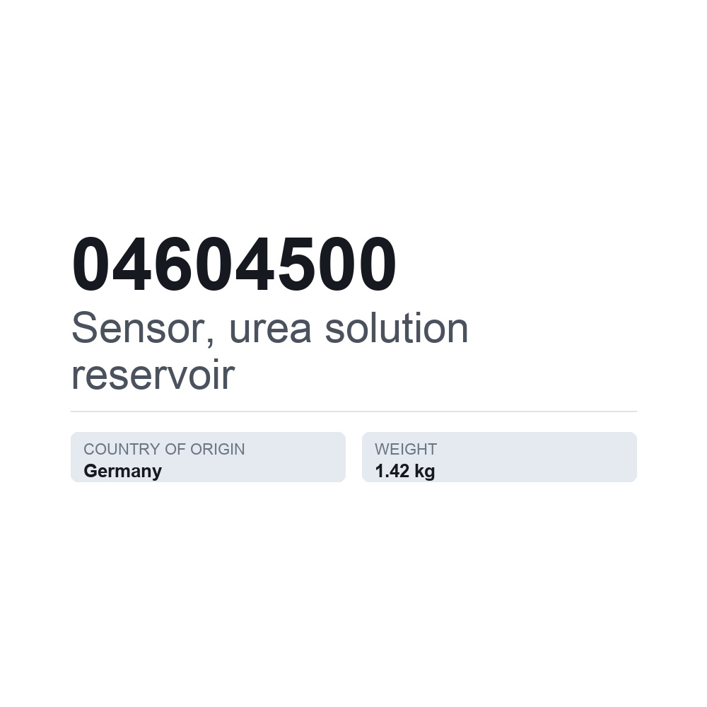 Füllstandsensor, Harnstofftank 04604500 — technisches Datenblatt
