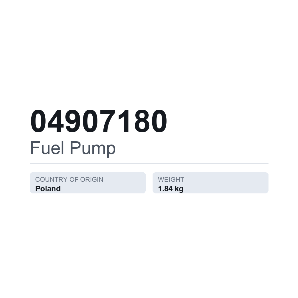 Kraftstoffpumpe 04907180 — technisches Datenblatt