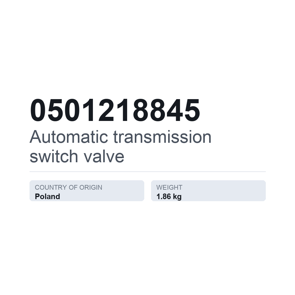 Automaattivaihteiston vaihtoventtiili 0501218845 — tekninen tietokortti