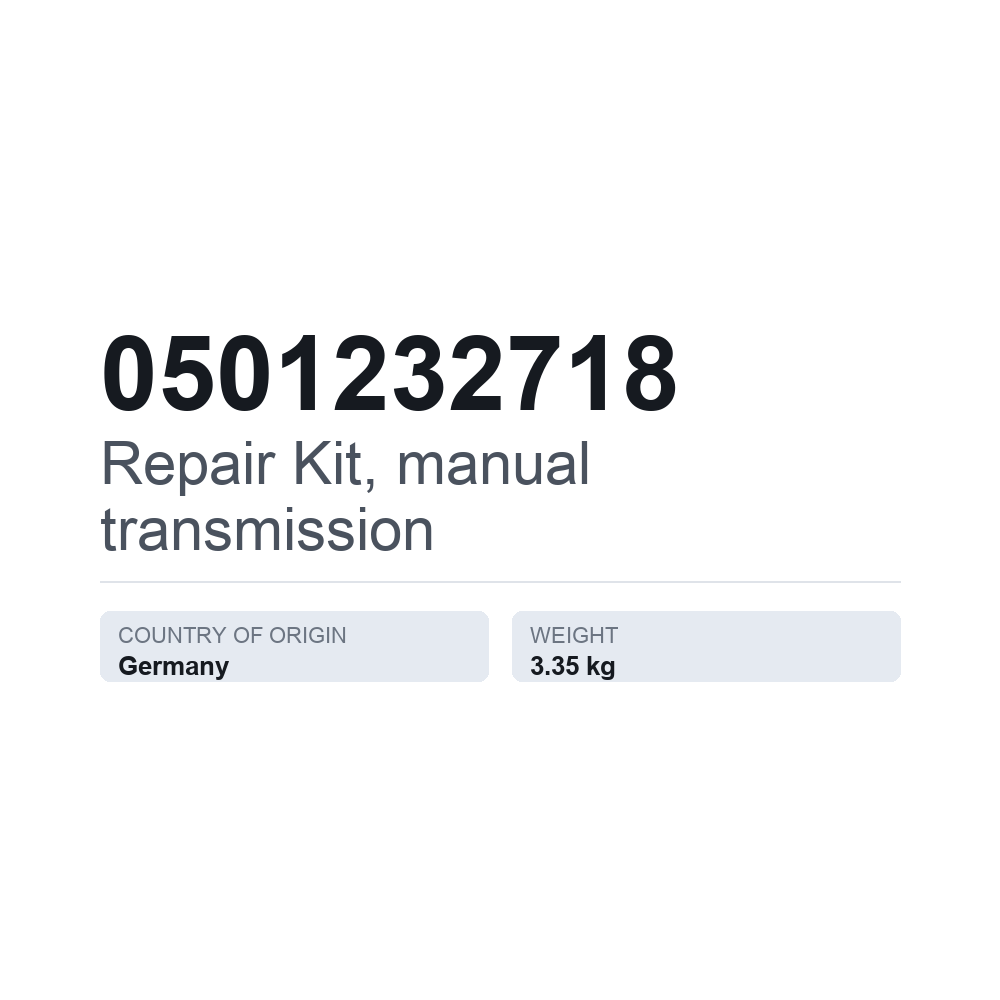 Reparationssæt, manuel gearkasse 0501232718 — teknisk datablad