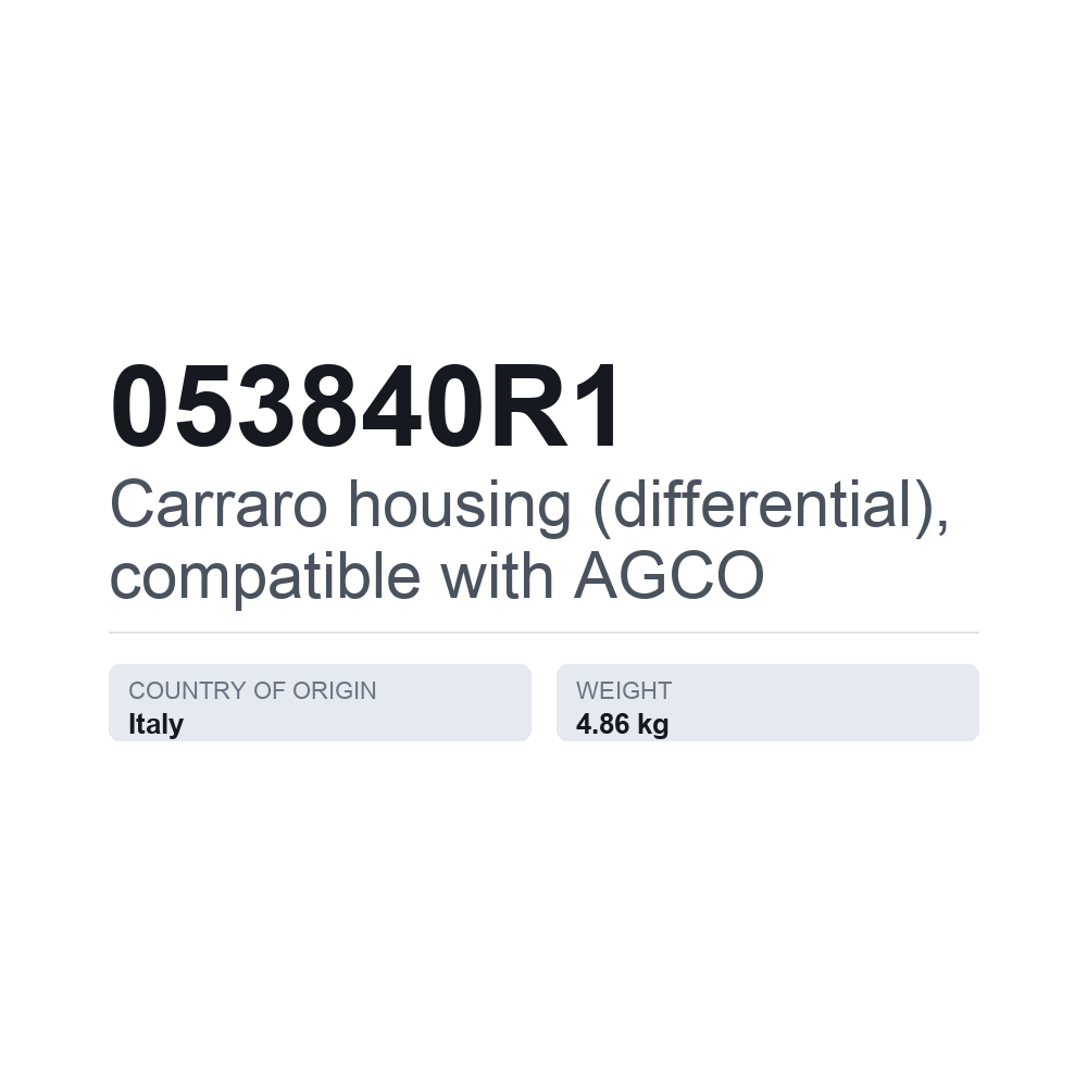 Carraro tasauspyörästön kotelo, sopii AGCO 053840R1 — tekninen tietokortti