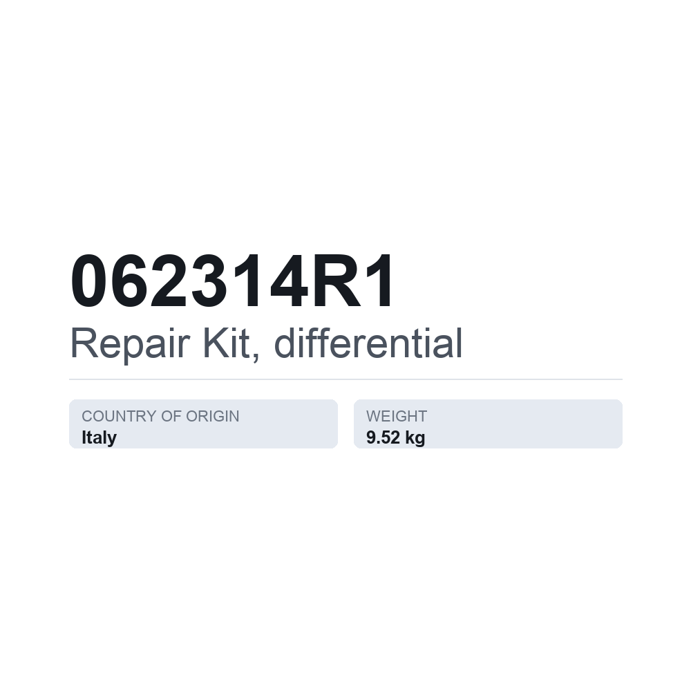 Reparationssæt, differentiale 062314R1 — teknisk datablad