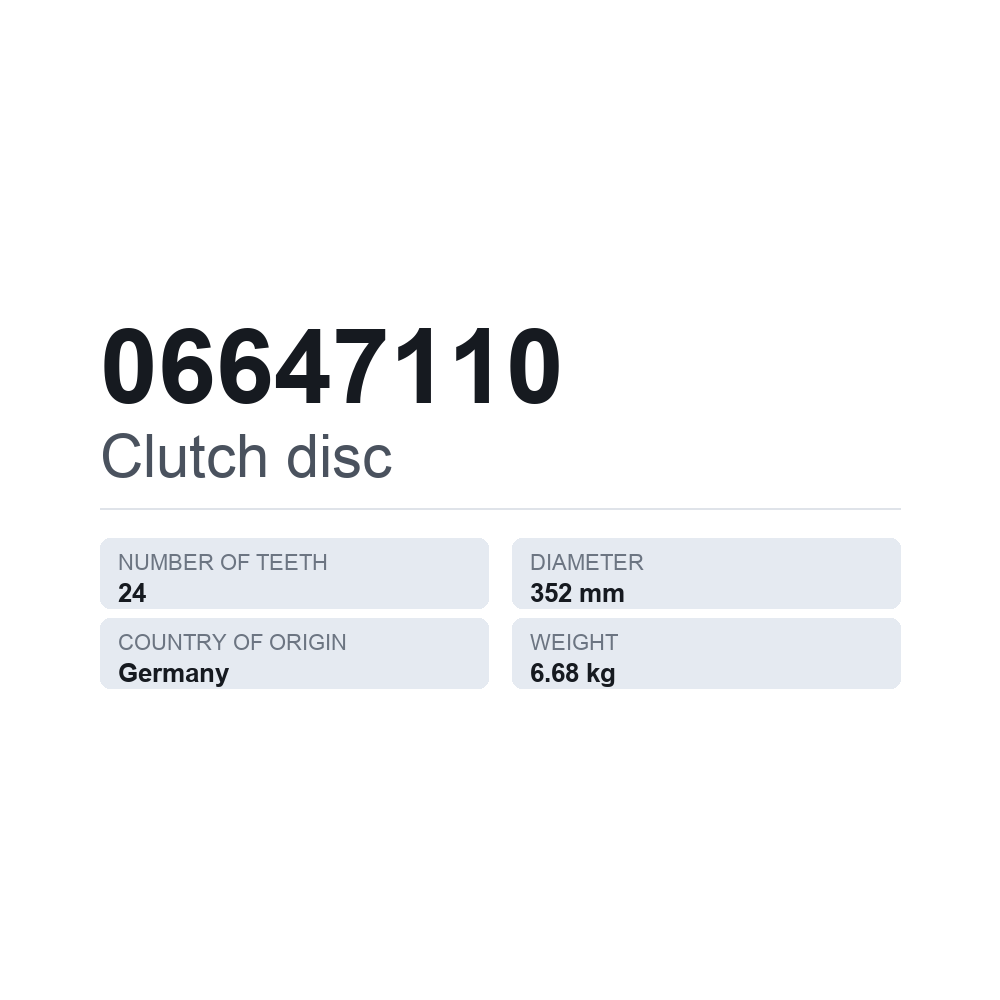 Kupplungsscheibe 06647110 — technisches Datenblatt