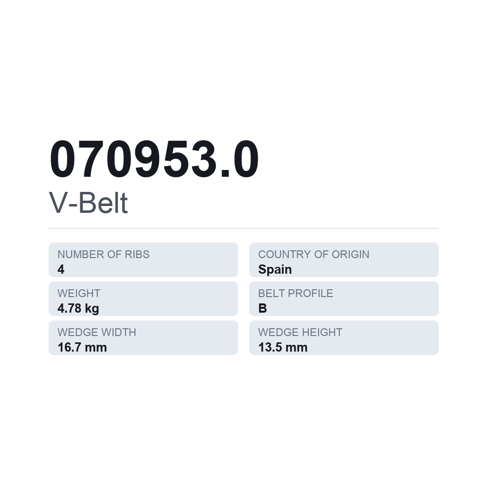 Kilrem 070953.0 — tekniskt datablad