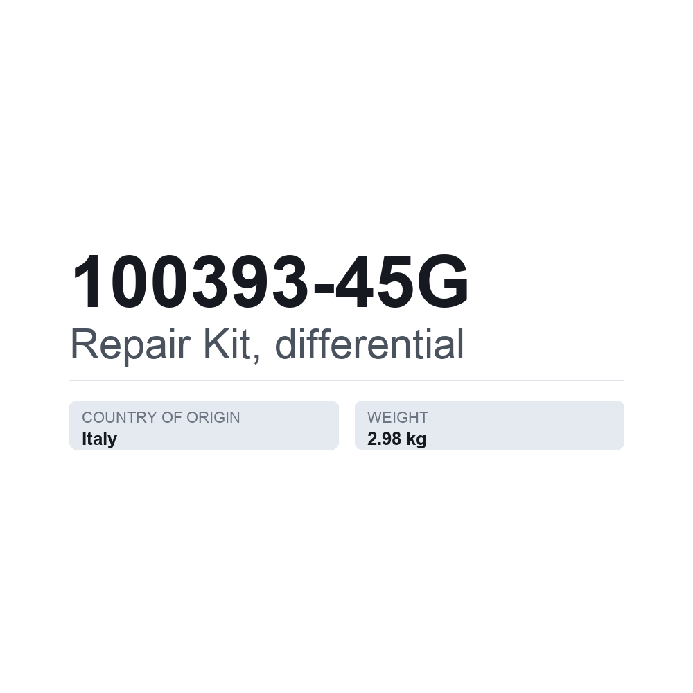 Reparationssæt, differentiale 100393-45G — teknisk datablad