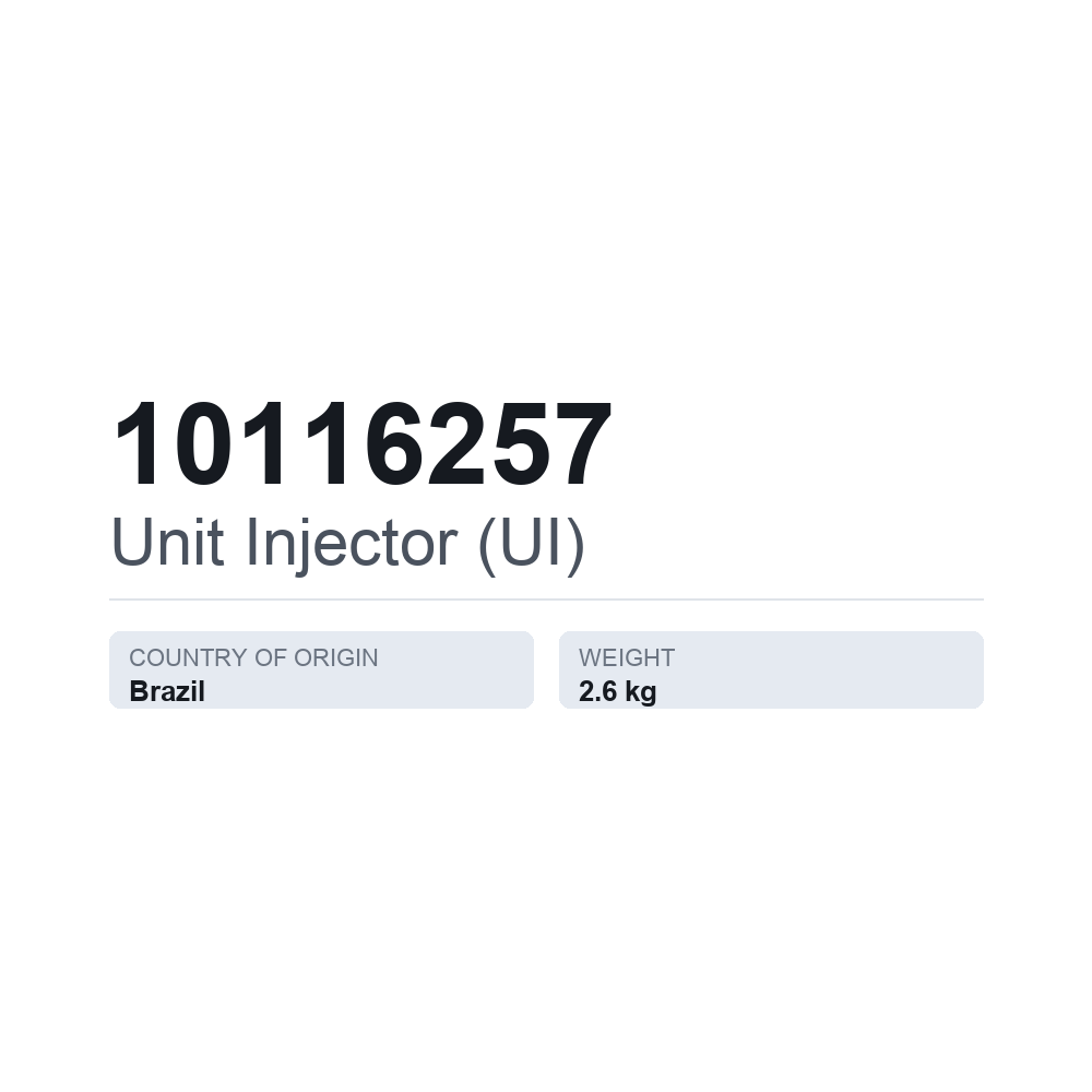 Enhetsinsprutare 10116257 — tekniskt datablad