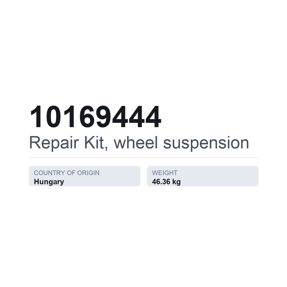 Reparationssæt, hjulophæng 10169444 — teknisk datablad