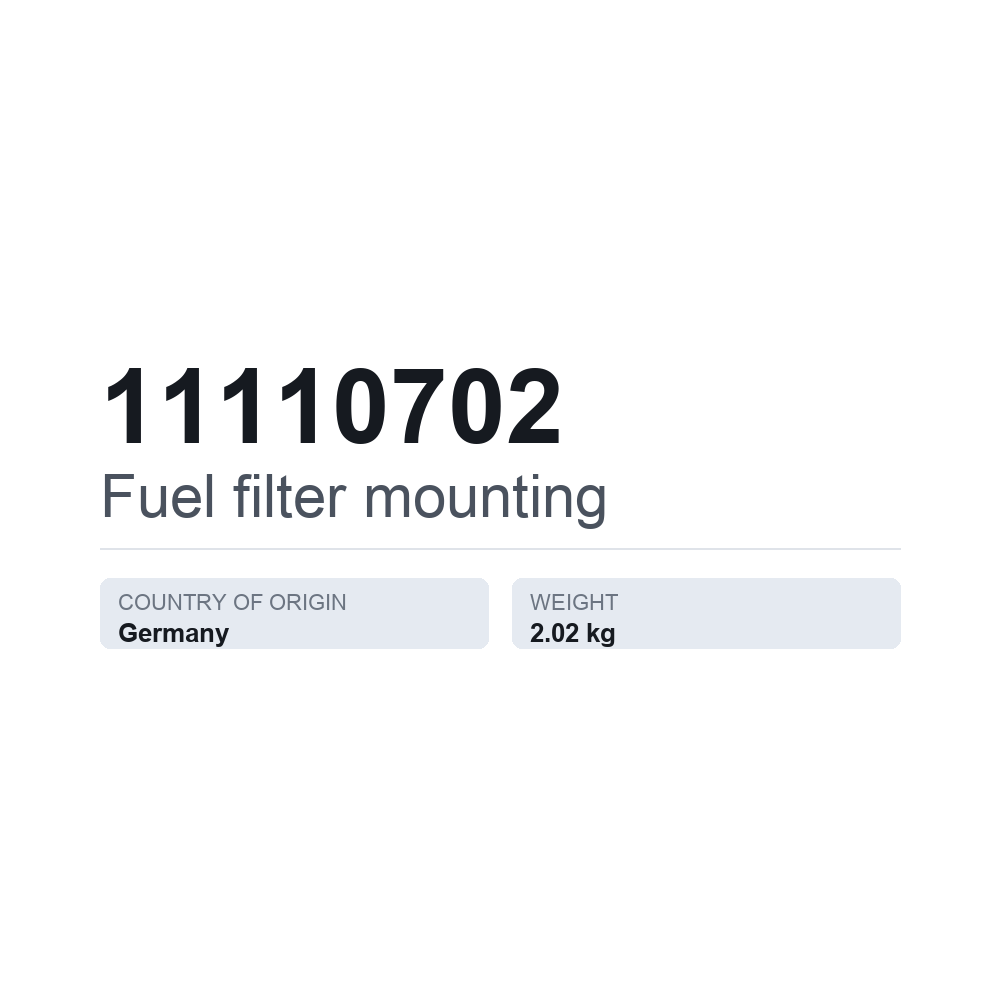 Kraftstofffilterhalter 11110702 — technisches Datenblatt