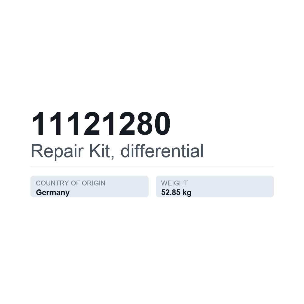 Reparationssæt, differentiale 11121280 — teknisk datablad