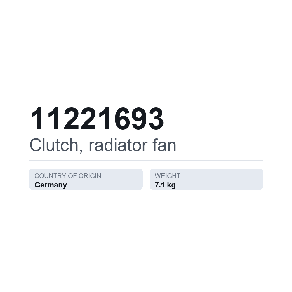 Kupplung, Kühlerlüfter 11221693 — technisches Datenblatt