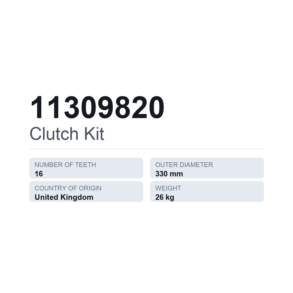 Kupplungssatz 11309820 — technisches Datenblatt