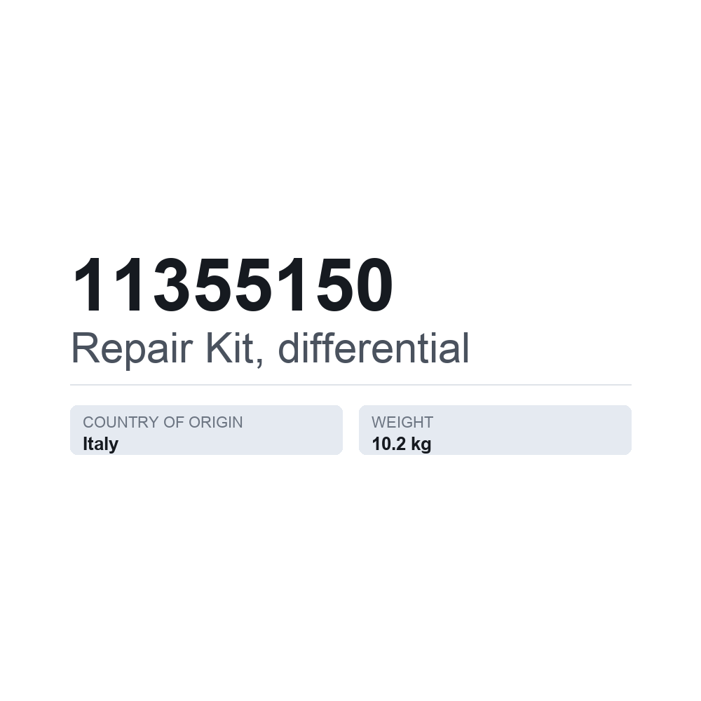 Reparationssæt, differentiale 11355150 — teknisk datablad