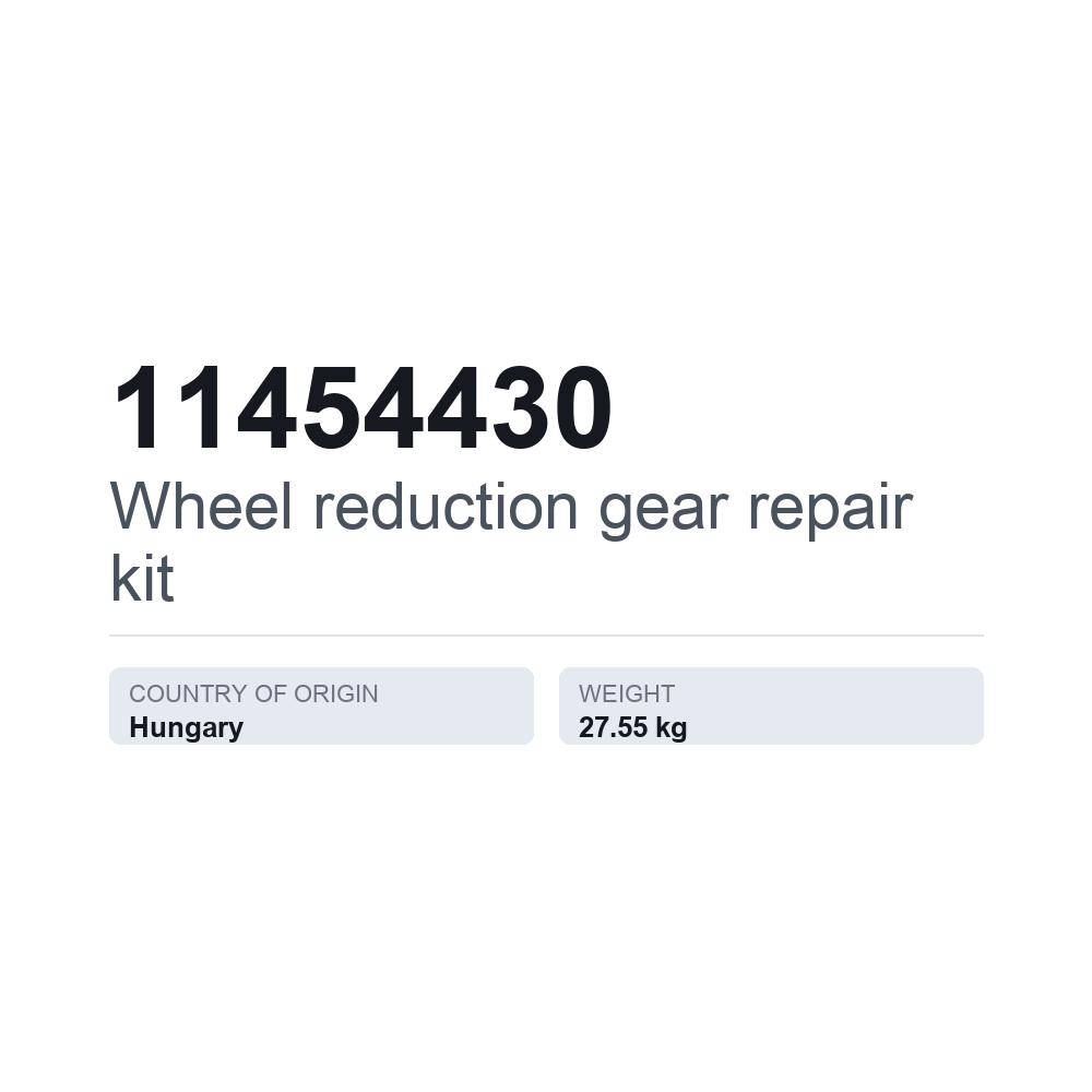 Reparationssæt, navreduktionsgear 11454430 — teknisk datablad