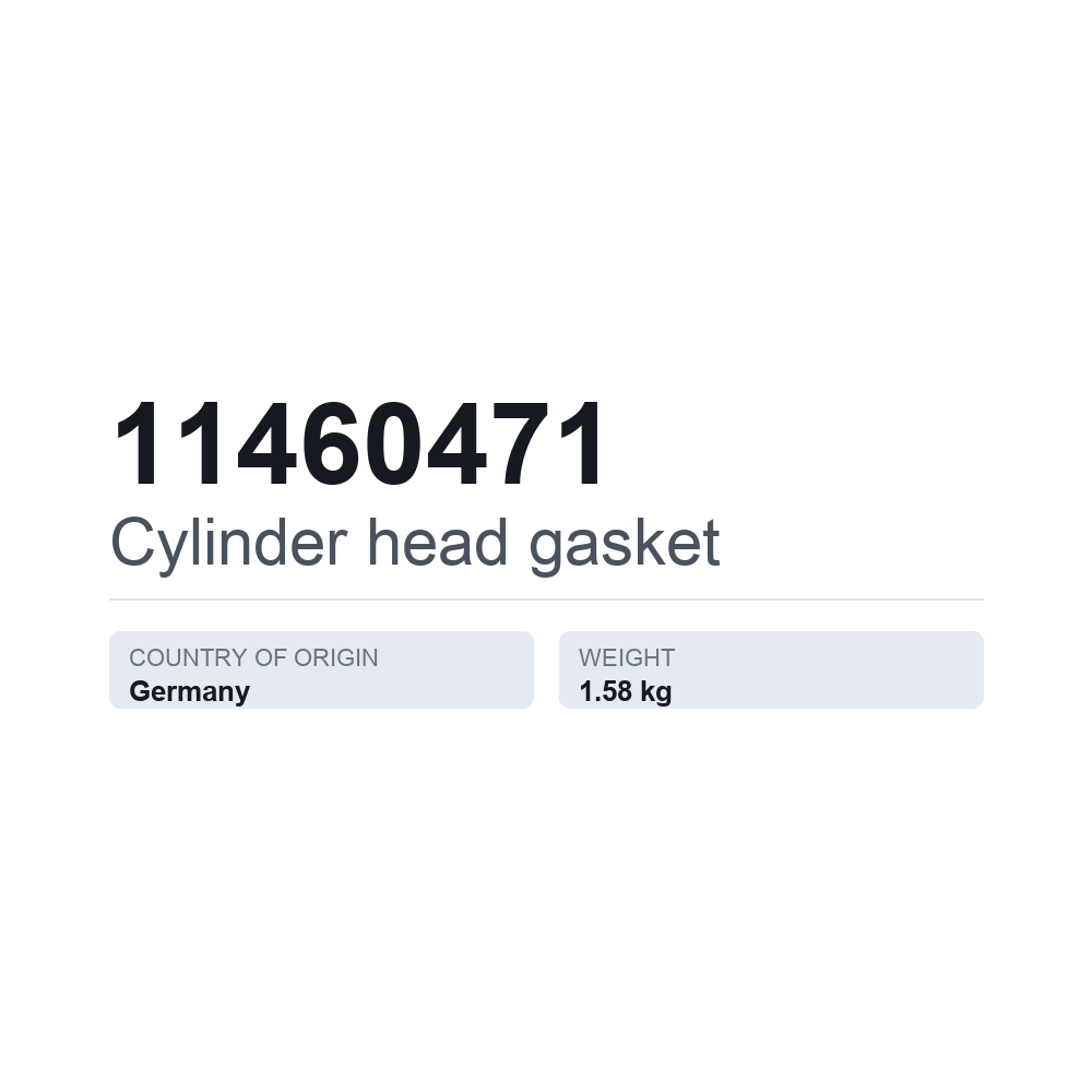 Toppakning 11460471 — teknisk datablad