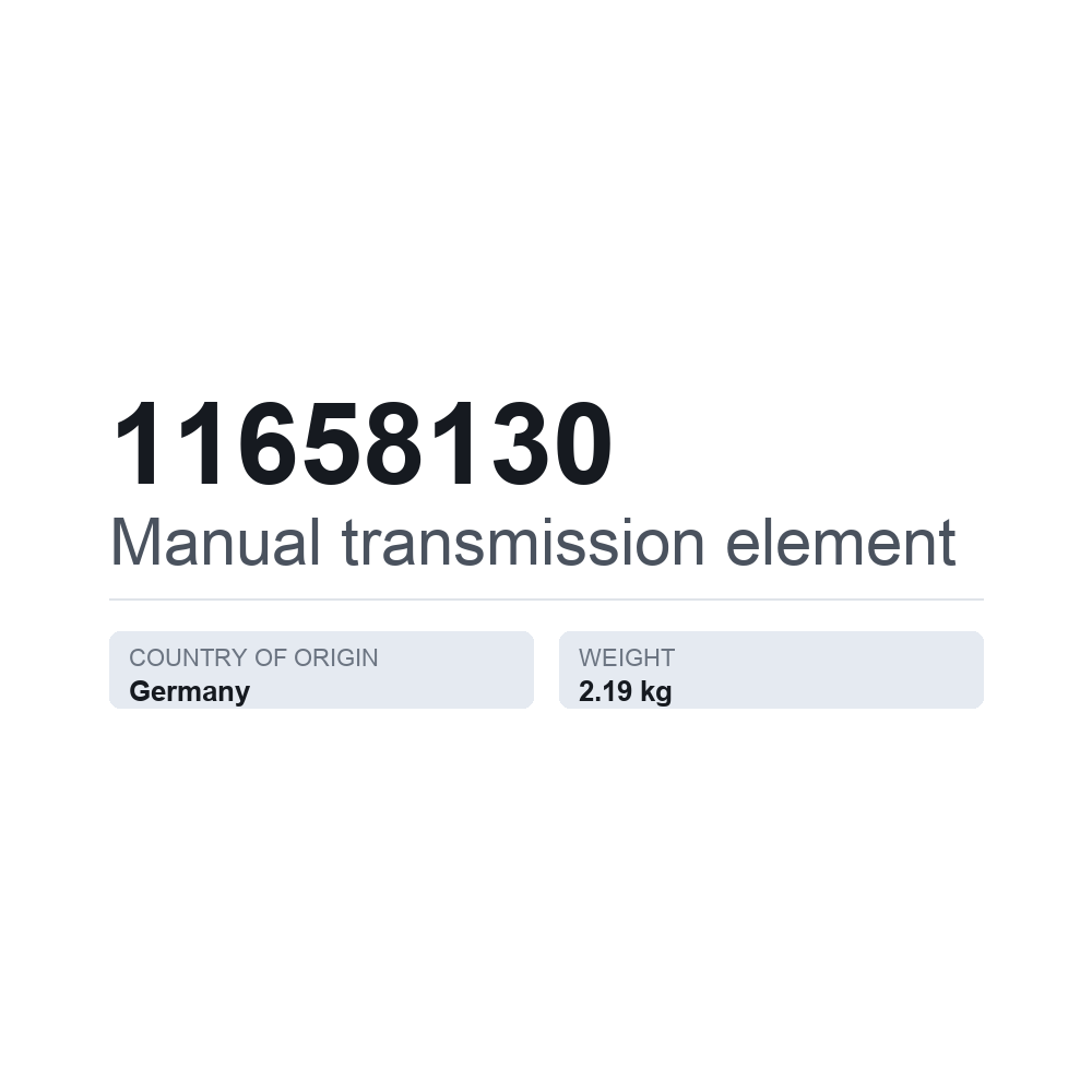Schaltgetriebeelement 11658130 — technisches Datenblatt