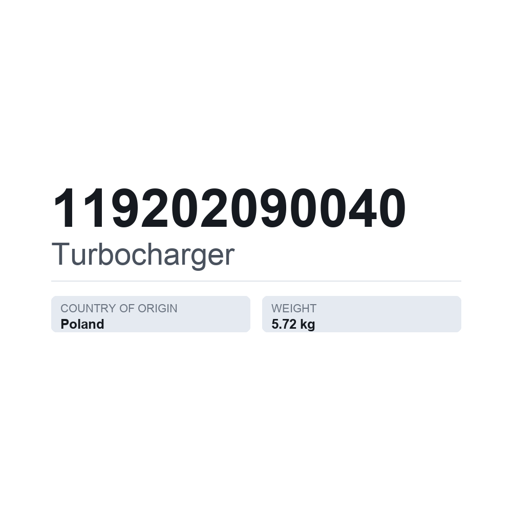 Turbolader 119202090040 — teknisk datablad