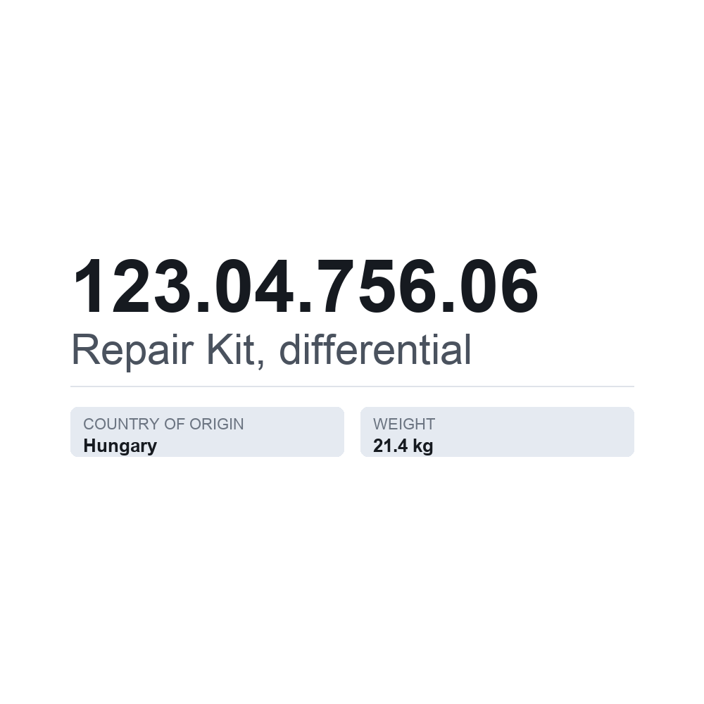 Reparatursatz, Differential 123.04.756.06 — technisches Datenblatt