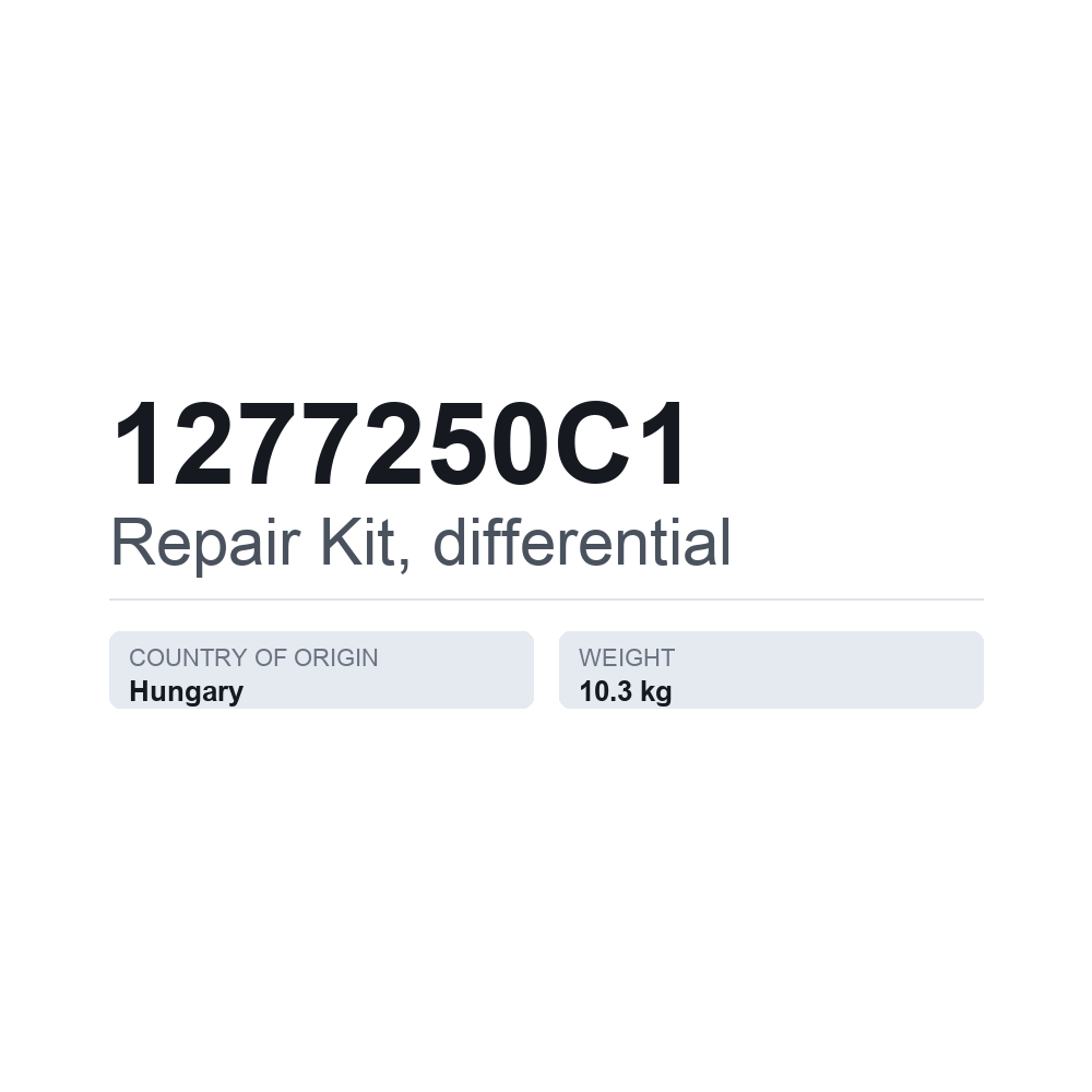Reparationssats, differential 1277250C1 — tekniskt datablad