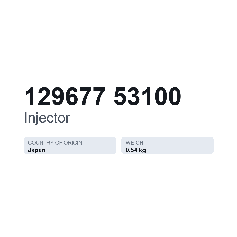 Indsprøjtningsdyse 129677 53100 — teknisk datablad