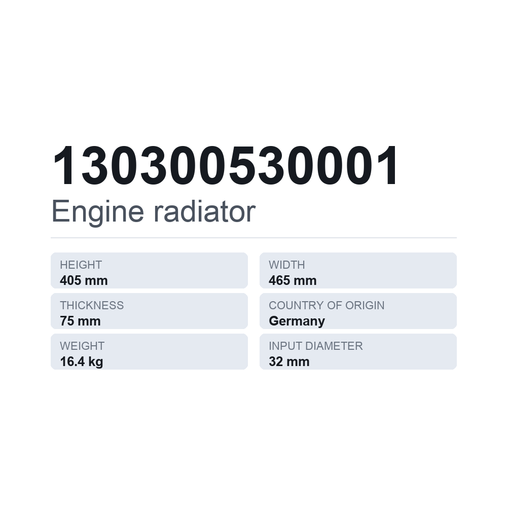 Motorkühler 130300530001 — technisches Datenblatt