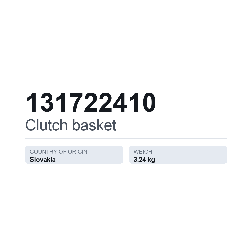 Kytkinkori 131722410 — tekninen tietokortti