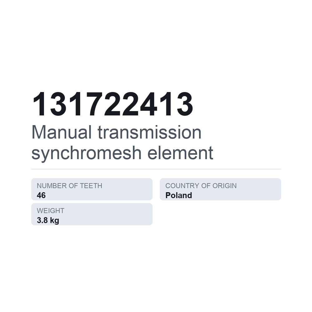 Synkronelement, manuel gearkasse 131722413 — teknisk datablad