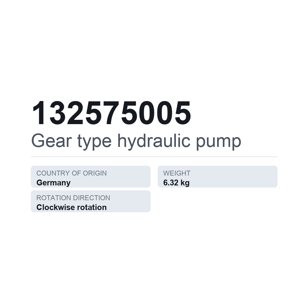 Hydraulische Zahnradpumpe 132575005 — technisches Datenblatt