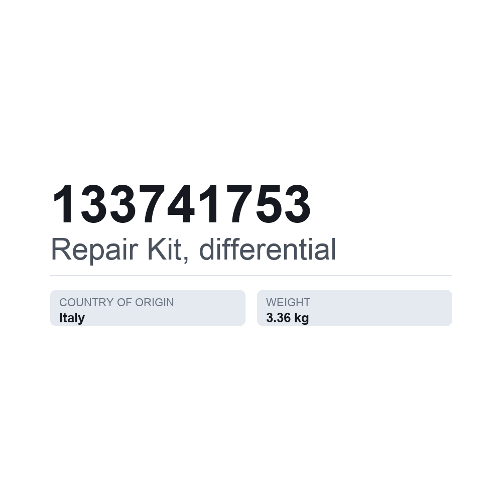 Reparatursatz, Differential 133741753 — technisches Datenblatt