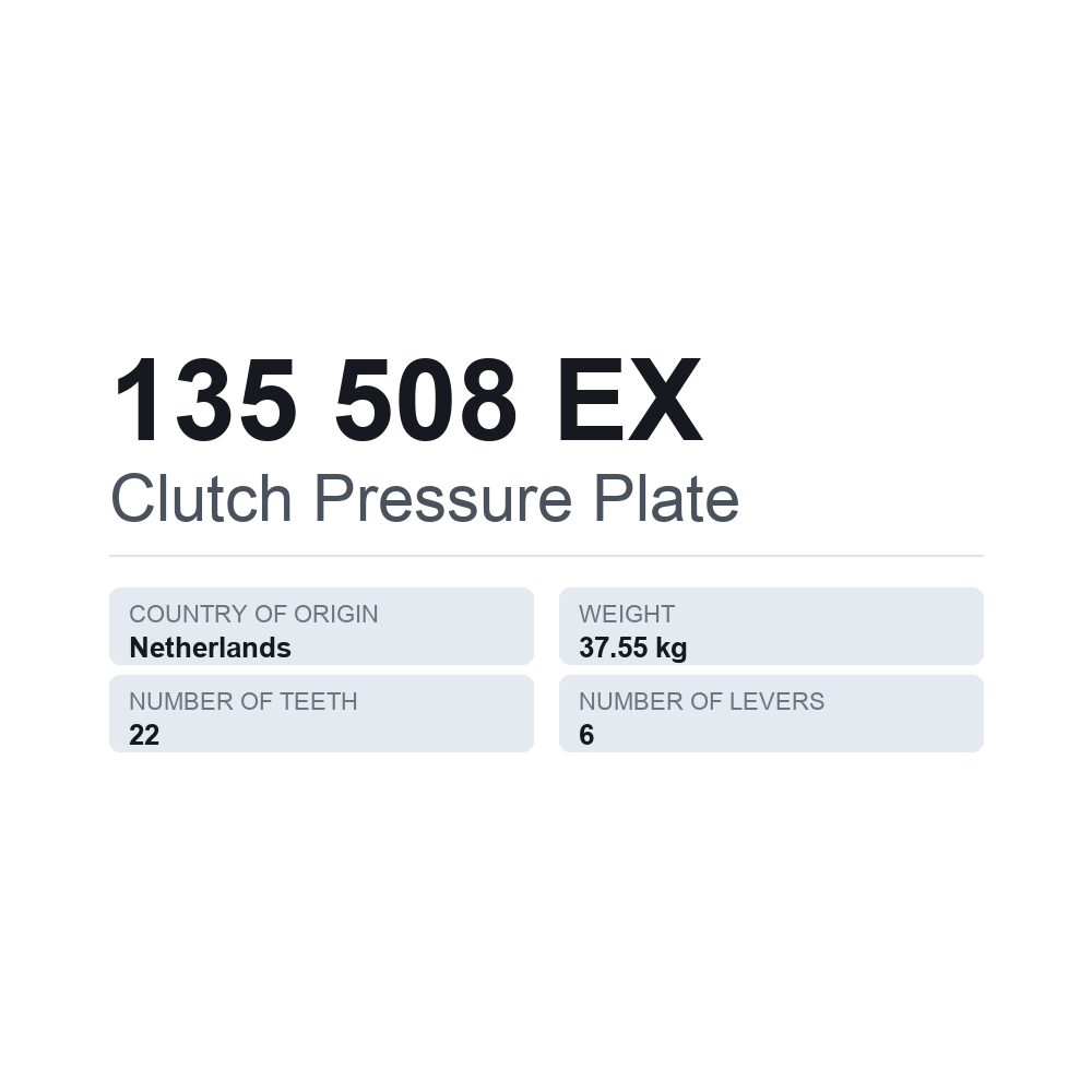 Kytkimen painelevy 135 508 EX — tekninen tietokortti