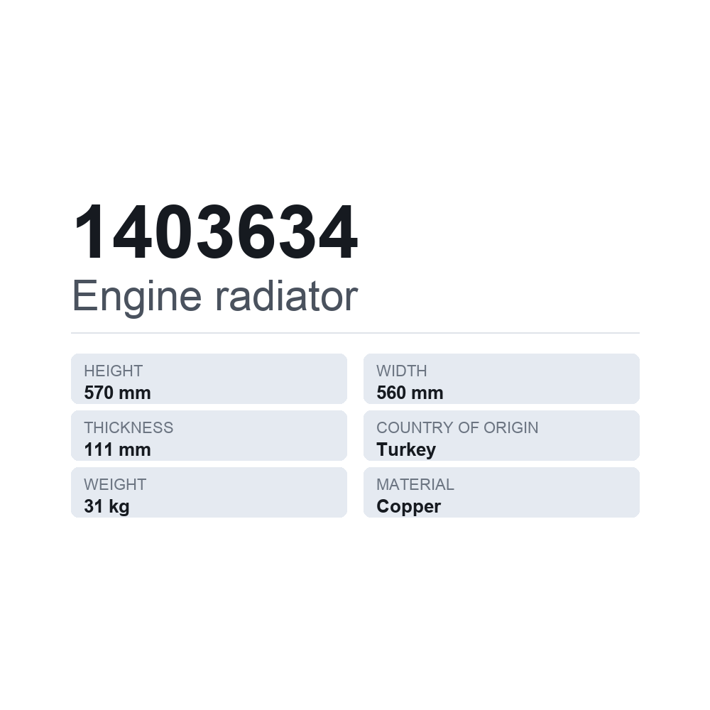 Motorkühler 1403634 — technisches Datenblatt