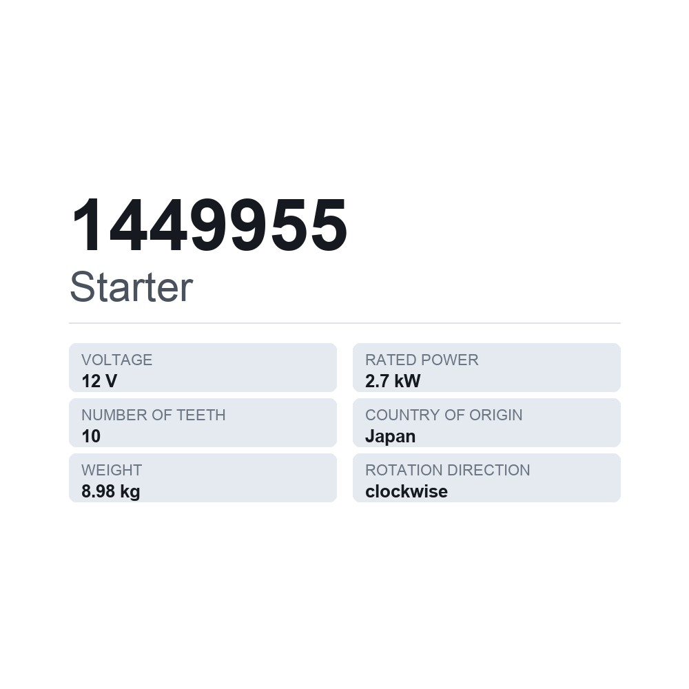 Anlasser 1449955 — technisches Datenblatt
