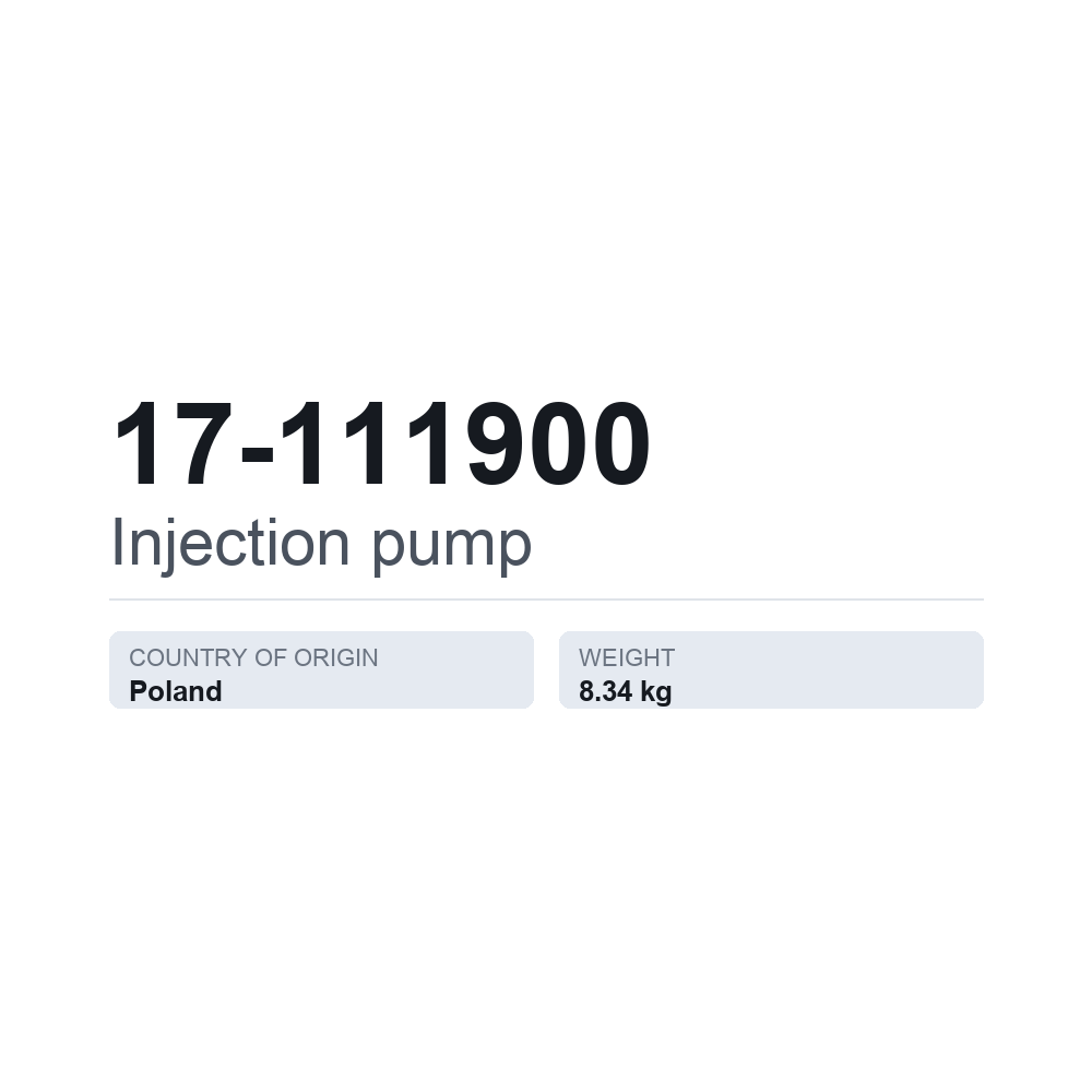 Indsprøjtningspumpe 17-111900 — teknisk datablad