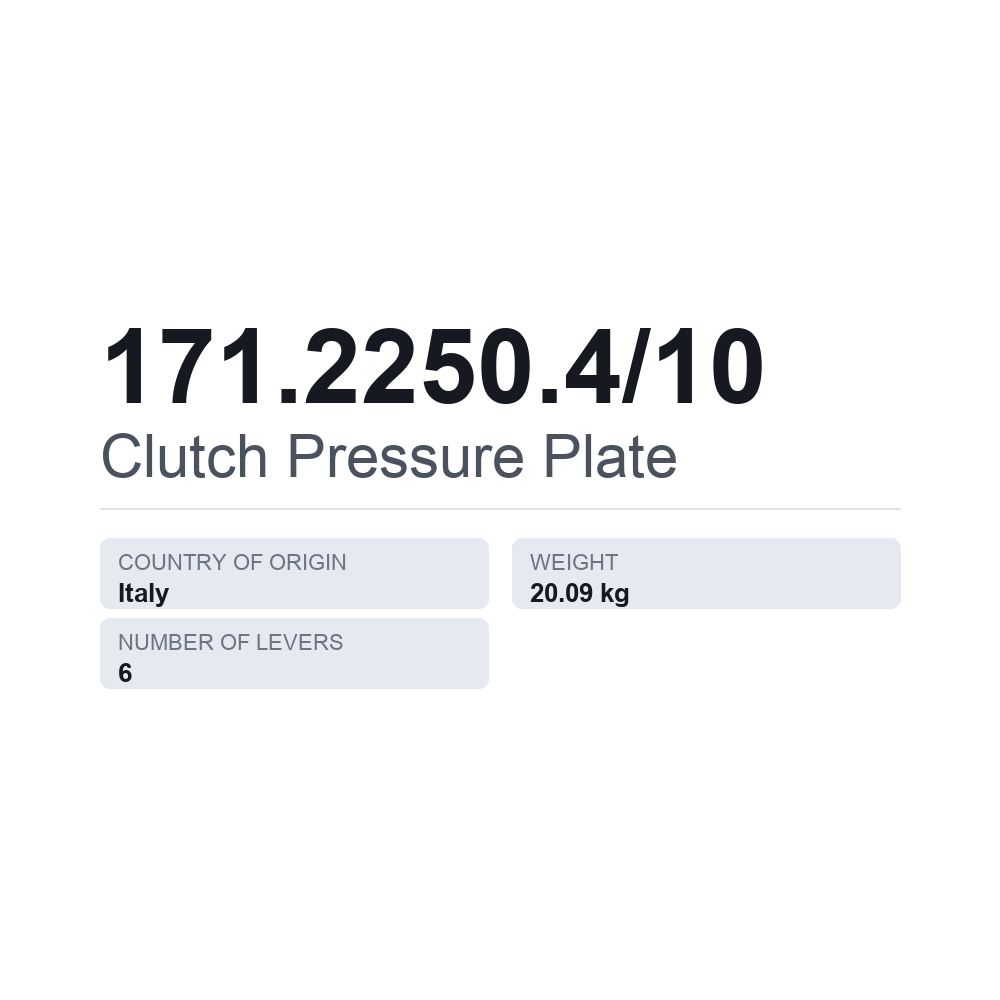 Kytkimen painelevy 171.2250.4/10 — tekninen tietokortti