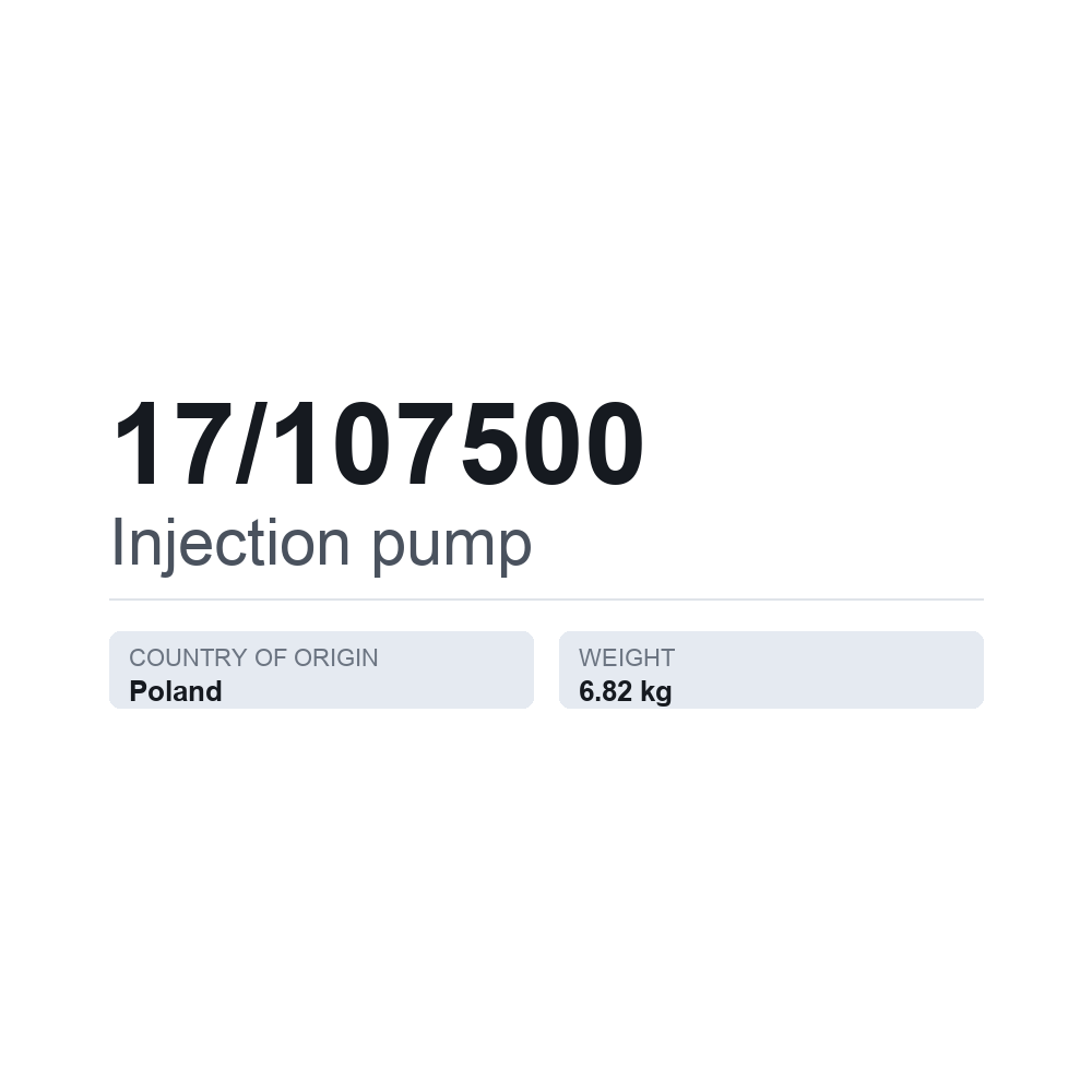 Indsprøjtningspumpe 17/107500 — teknisk datablad