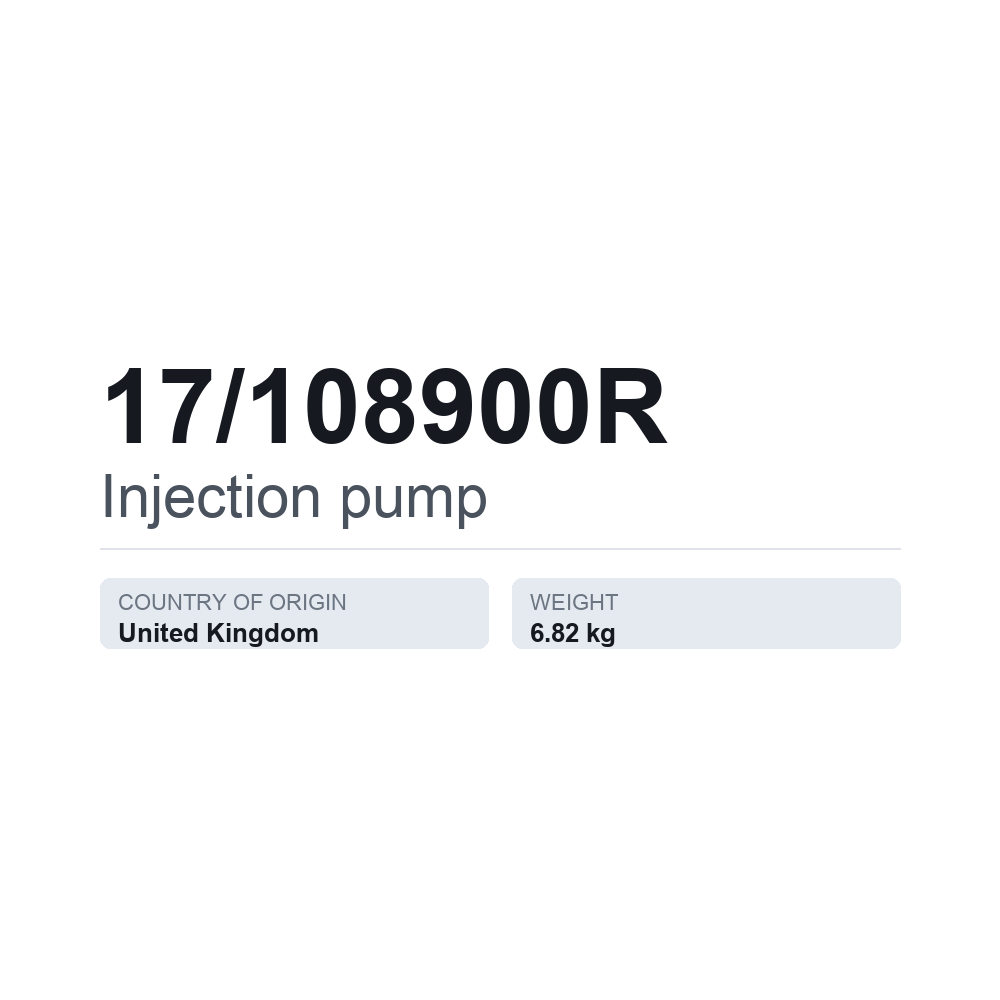 Einspritzpumpe 17/108900R — technisches Datenblatt