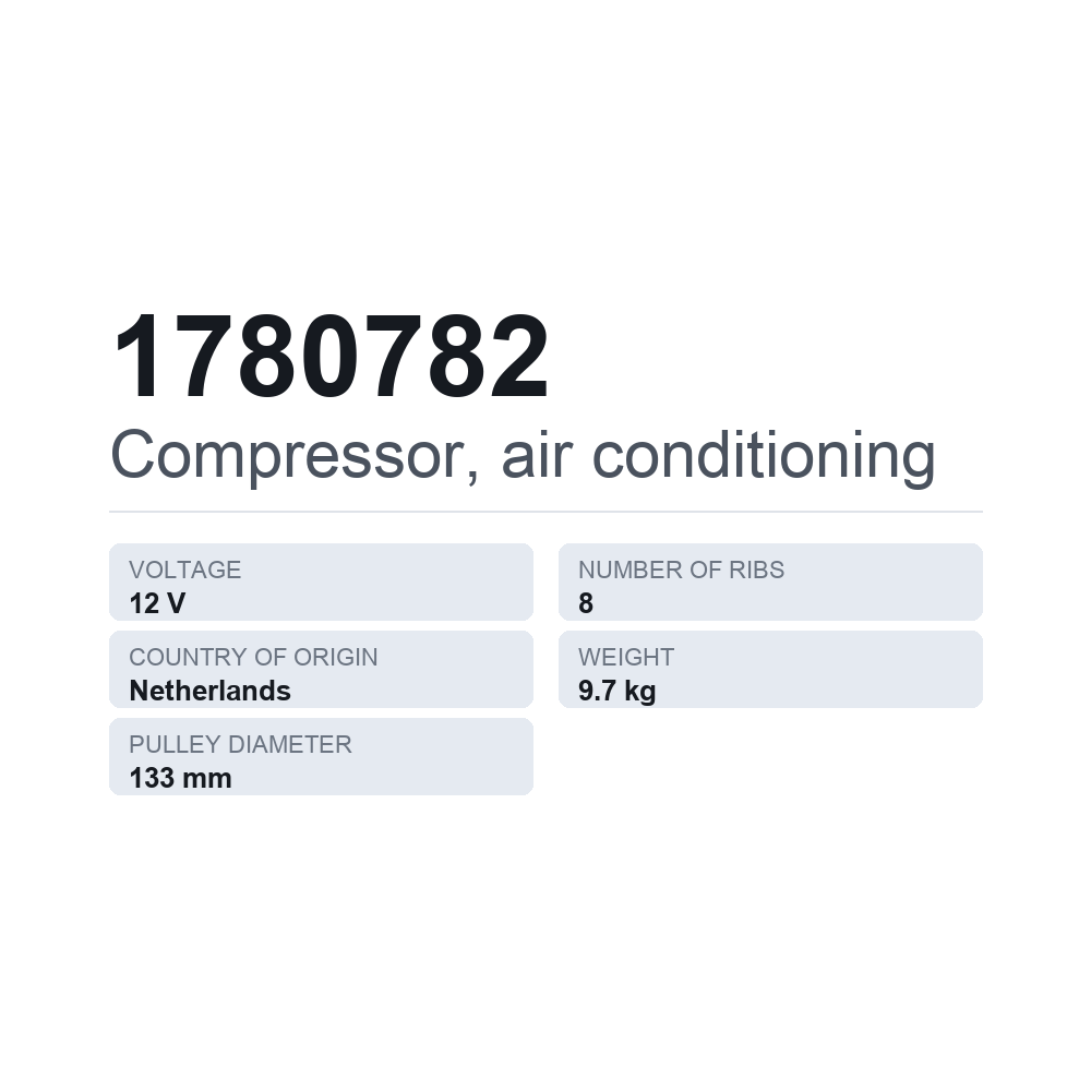 Klimakompressor 1780782 — technisches Datenblatt