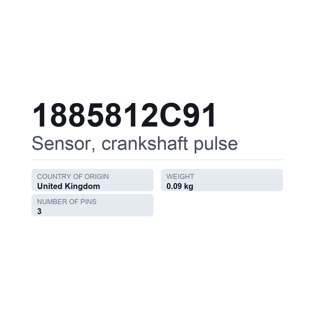 Vevaxelgivare 1885812C91 — tekniskt datablad