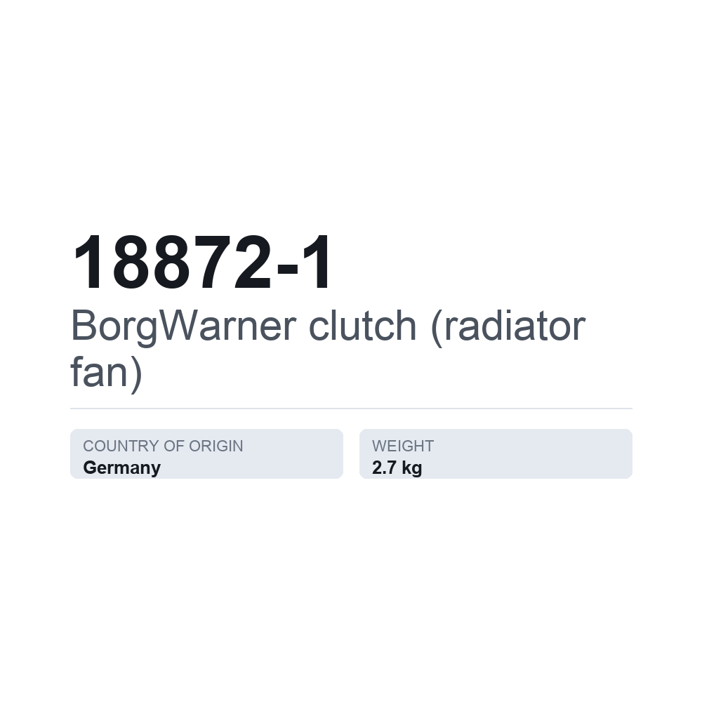 BorgWarner kobling (køleventilator) 18872-1 — teknisk datablad