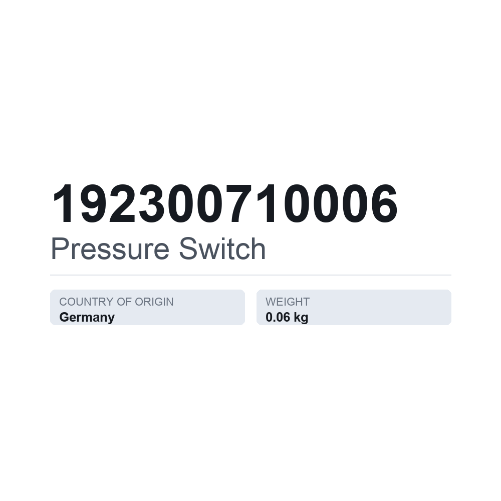 Tryckvakt 192300710006 — tekniskt datablad