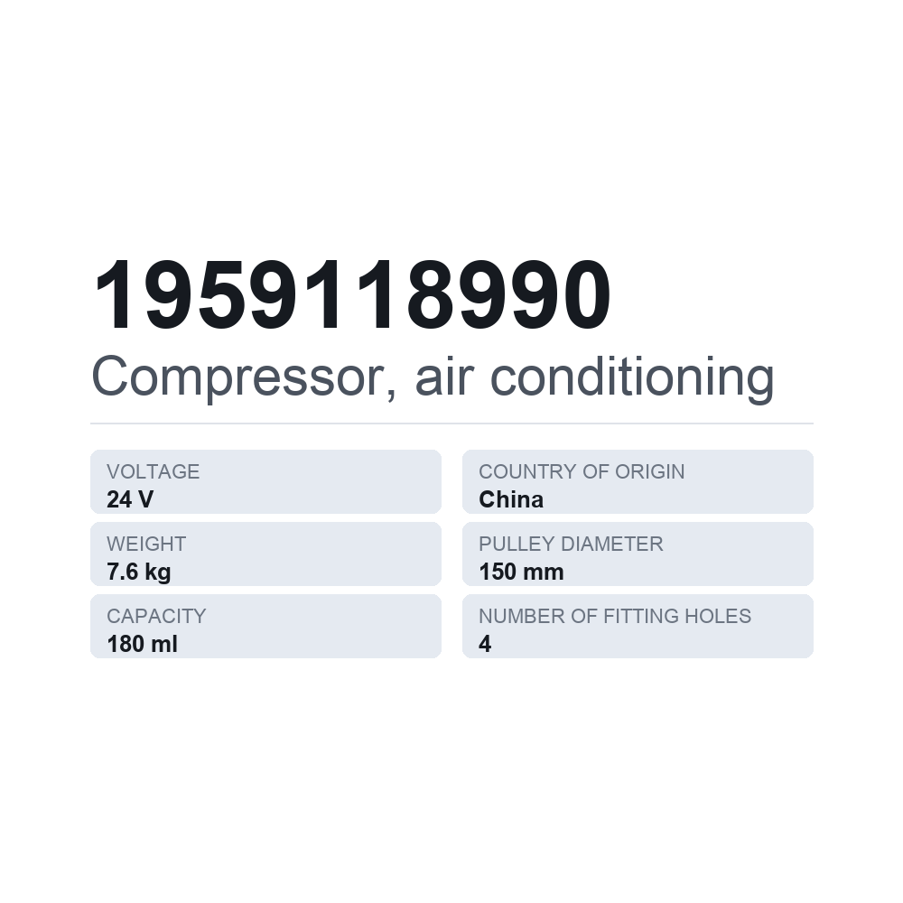 Klimakompressor 1959118990 — technisches Datenblatt