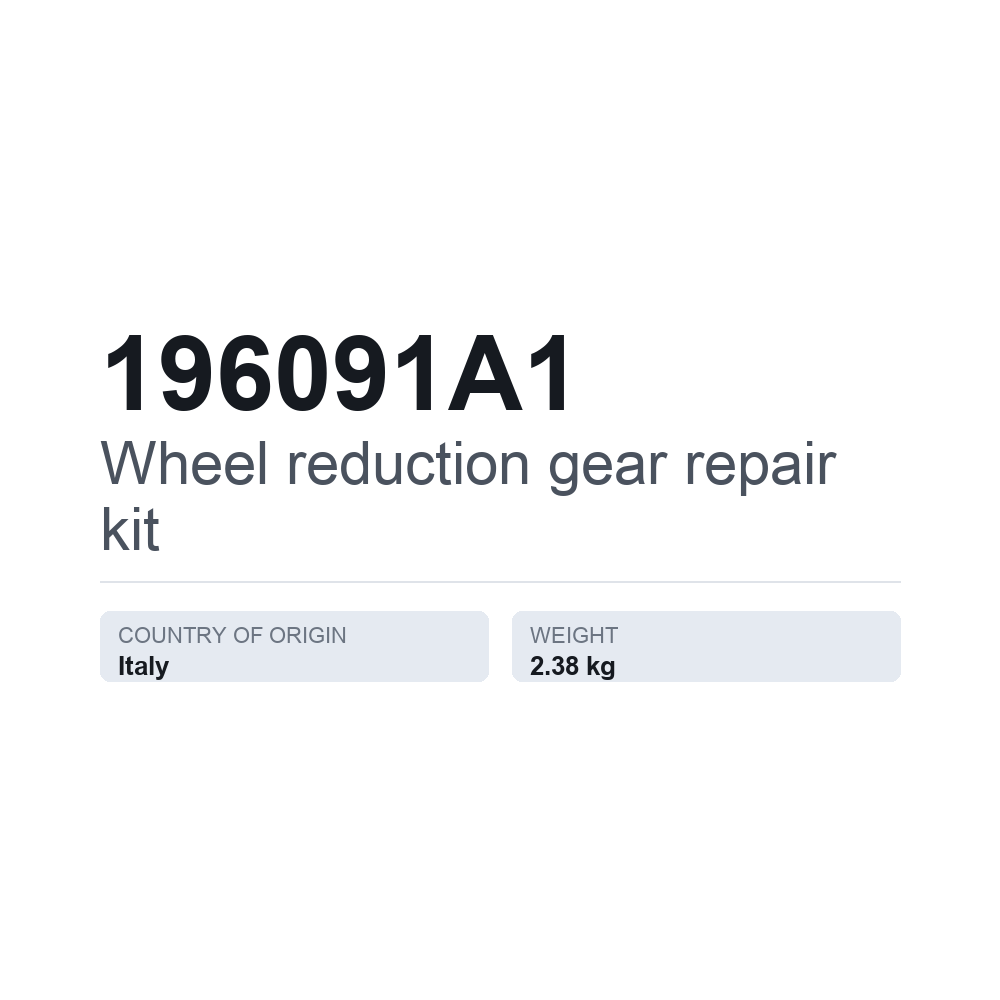 Reparationssæt, navreduktionsgear 196091A1 — teknisk datablad