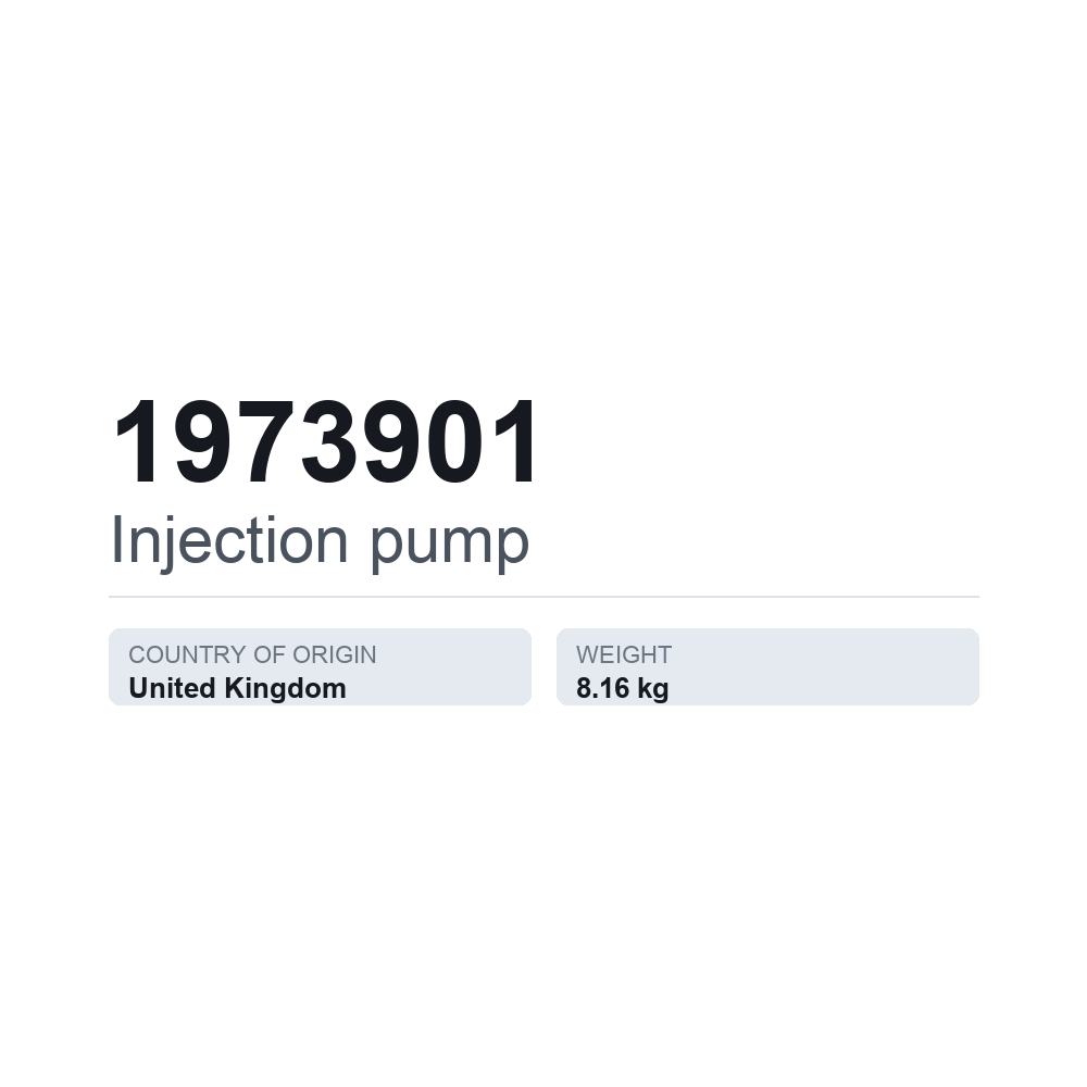 Einspritzpumpe 1973901 — technisches Datenblatt