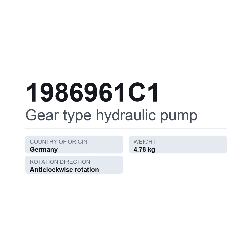 Hydraulische Zahnradpumpe 1986961C1 — technisches Datenblatt