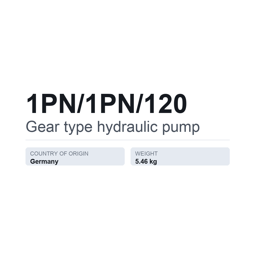 Hydraulische Zahnradpumpe 1PN/1PN/120 — technisches Datenblatt