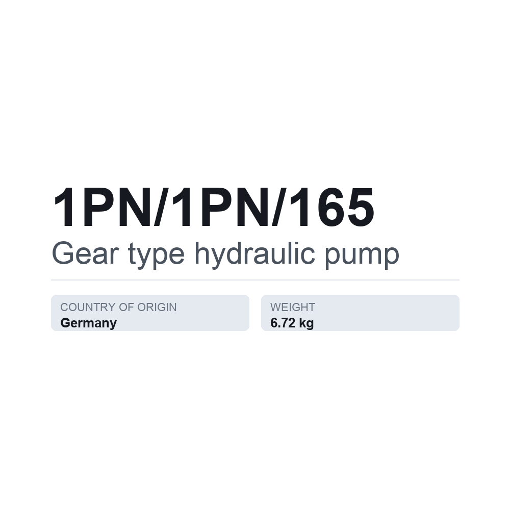 Hydraulisk kugghjulspump 1PN/1PN/165 — tekniskt datablad