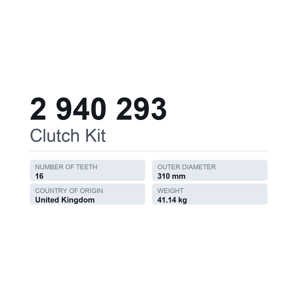 Kupplungssatz 2 940 293 — technisches Datenblatt