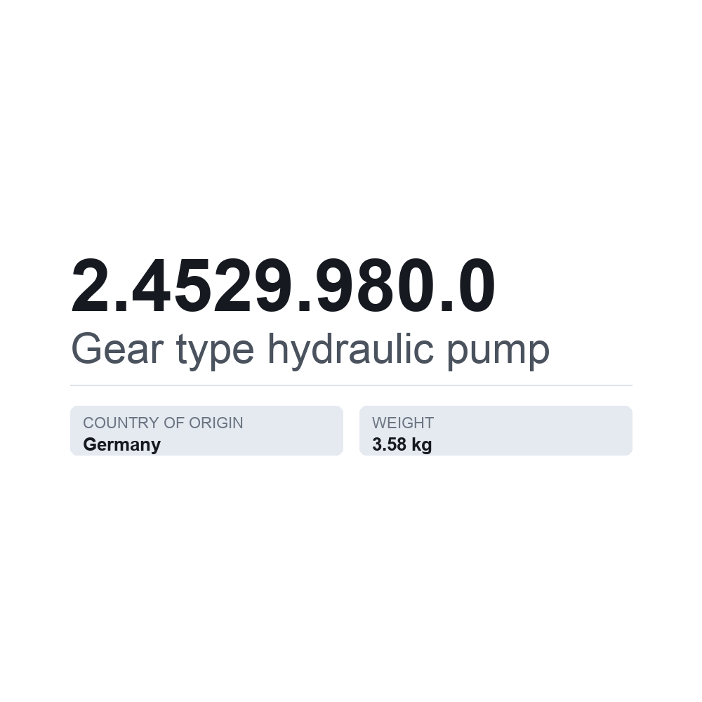 Hydraulische Zahnradpumpe 2.4529.980.0 — technisches Datenblatt