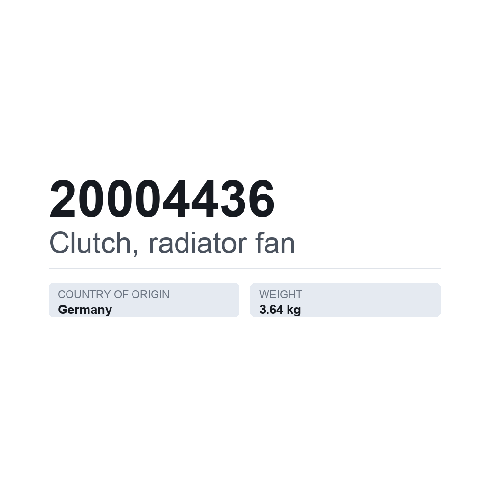 Kupplung, Kühlerlüfter 20004436 — technisches Datenblatt